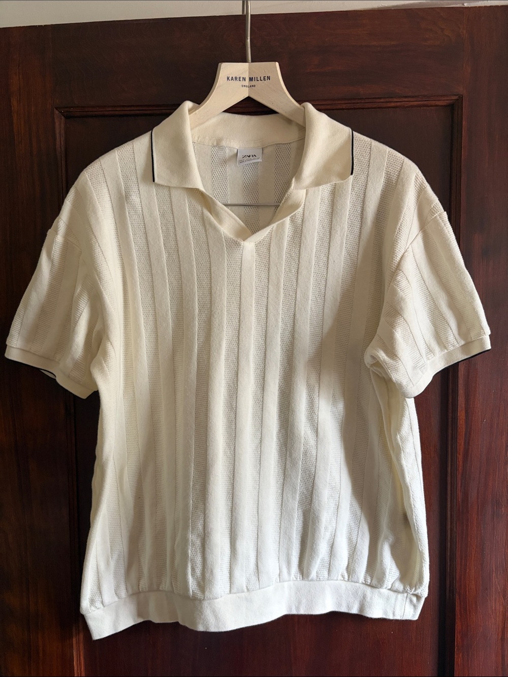 Zara Ivory Knit Polo Sweater